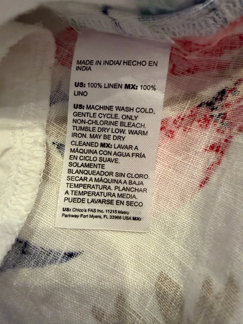 Chico’s Linen Floral Popover Shirt Dress Size 10 US Resort Wear Coastal Beach - Picture 9 of 9